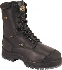 OLIVER - Men's Size 8.5 Wide Width Composite Work Boot - Black, Leather Upper, Rubber Outsole, 14" High, Lace-Up, Waterproof - USA Tool & Supply