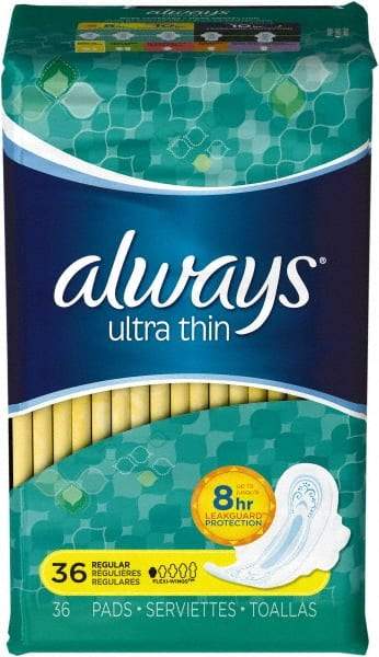 Always - Folded Sanitary Napkins - Regular Absorbency, Up to 8 Hours LeakGuard Protection - USA Tool & Supply