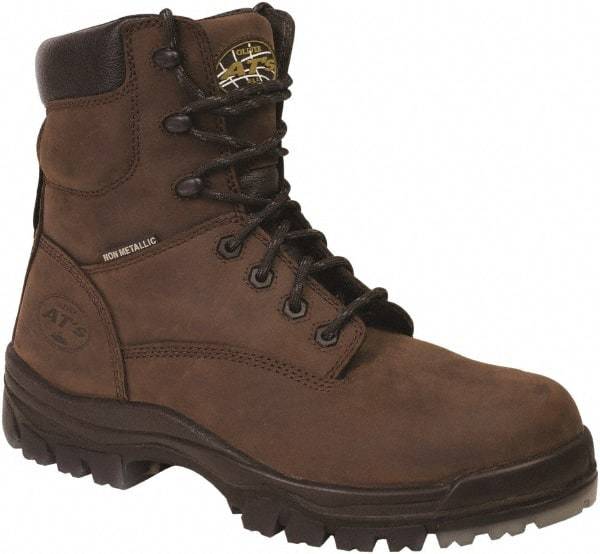 OLIVER - Men's Size 11.5 Wide Width Plain Work Boot - Brown, Leather Upper, Rubber Outsole, 6" High, Lace-Up - USA Tool & Supply