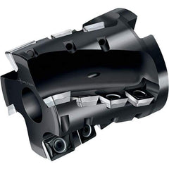 Walter - 80mm Cut Diam, 32mm Arbor Diam, 67mm Max Depth of Cut, Indexable Square-Shoulder Face Mill - 90° Lead Angle, 80mm High, LDM.170408R & SDM.120408 Insert Compatibility, Through Coolant, Series M4258 - USA Tool & Supply
