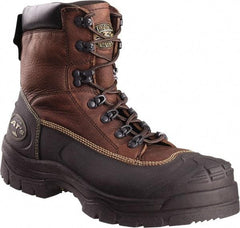 OLIVER - Men's Size 10 Wide Width Steel Work Boot - Brown, Leather Upper, Rubber Outsole, 6" High, Lace-Up - USA Tool & Supply