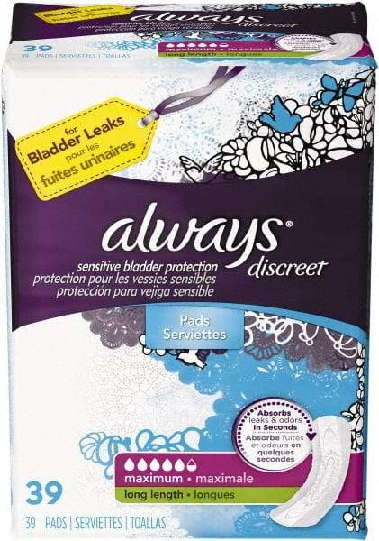 Always - Folded Sanitary Napkins - Long, Maximum Protection - USA Tool & Supply