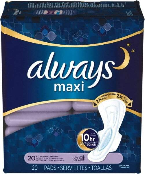 Always - Folded Sanitary Napkins - Extra Heavy Protection, Overnight, Up to 8 Hour Absorbency - USA Tool & Supply