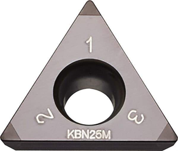 Kyocera - TPGW331 Grade KBN25M CBN Turning Insert - Megacoat Finish, 60° Triangle, 3/8" Inscr Circle, 3/16" Thick, 1/64" Corner Radius - USA Tool & Supply