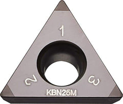 Kyocera - TPGW331 Grade KBN25M CBN Turning Insert - Megacoat Finish, 60° Triangle, 3/8" Inscr Circle, 3/16" Thick, 1/64" Corner Radius - USA Tool & Supply