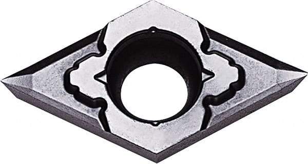 Kyocera - DCGT32.50.2 CK Grade KW10 Carbide Turning Insert - Uncoated, 55° Diamond, 3/8" Inscr Circle, 5/32" Thick, 0.004" Corner Radius - USA Tool & Supply
