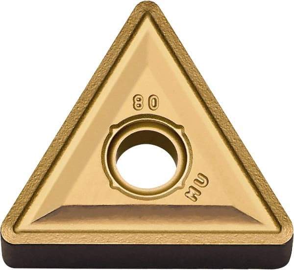 Kyocera - TNMG332 MU Grade CA6525 Carbide Turning Insert - TiCN/Al2O3/TiN Finish, 60° Triangle, 3/8" Inscr Circle, 3/16" Thick, 1/32" Corner Radius - USA Tool & Supply