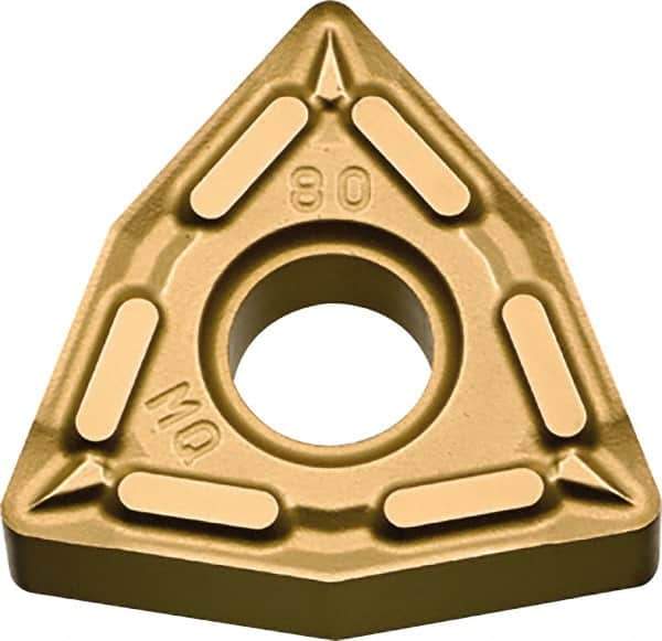 Kyocera - WNMG432 MQ Grade CA6515 Carbide Turning Insert - TiCN/Al2O3/TiN Finish, 80° Trigon, 1/2" Inscr Circle, 3/16" Thick, 1/32" Corner Radius - USA Tool & Supply