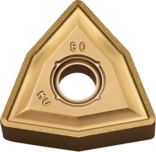 Kyocera - WNMG432 PG Grade CA510 Carbide Turning Insert - TiCN/Al2O3/TiN Finish, 80° Trigon, 1/2" Inscr Circle, 3/16" Thick, 1/32" Corner Radius - USA Tool & Supply
