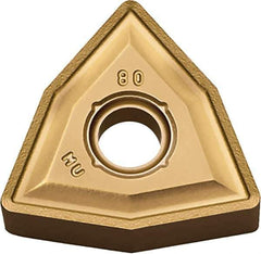 Kyocera - WNMG432 PG Grade CA510 Carbide Turning Insert - TiCN/Al2O3/TiN Finish, 80° Trigon, 1/2" Inscr Circle, 3/16" Thick, 1/32" Corner Radius - USA Tool & Supply
