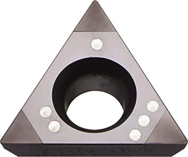 Kyocera - TPGB220.5 Grade KBN25M CBN Turning Insert - Megacoat Finish, 60° Triangle, 1/4" Inscr Circle, 1/8" Thick, 0.008" Corner Radius - USA Tool & Supply