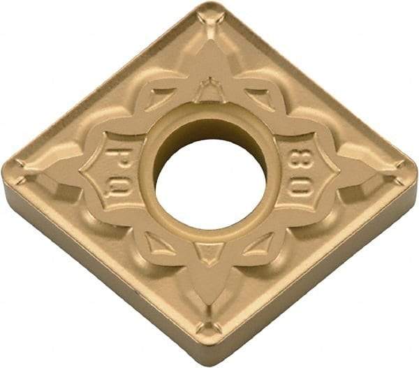Kyocera - CNMG433 PQ Grade CA525 Carbide Turning Insert - TiCN/Al2O3/TiN Finish, 80° Diamond, 1/2" Inscr Circle, 3/16" Thick, 3/64" Corner Radius - USA Tool & Supply