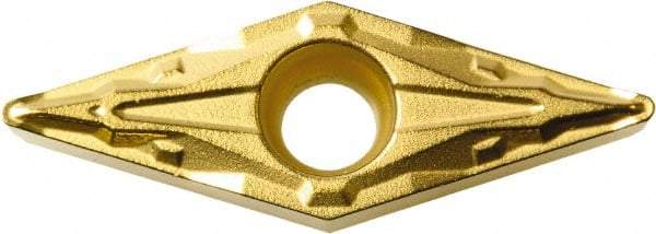 Kyocera - VCMT332 PP Grade PV720 Cermet Turning Insert - TiCN (Megacoat Nano) Finish, 35° Diamond, 3/8" Inscr Circle, 3/16" Thick, 1/32" Corner Radius - USA Tool & Supply
