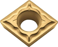 Kyocera - CPMT321 XQ Grade CA510 Carbide Turning Insert - TiCN/Al2O3/TiN Finish, 80° Diamond, 3/8" Inscr Circle, 1/8" Thick, 1/64" Corner Radius - USA Tool & Supply