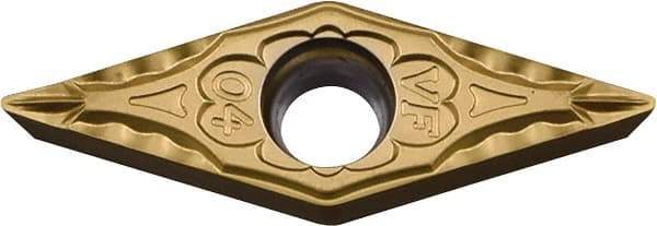 Kyocera - VBMT220.5 VF Grade CA510 Carbide Turning Insert - TiCN/Al2O3/TiN Finish, 35° Diamond, 1/4" Inscr Circle, 1/8" Thick, 0.008" Corner Radius - USA Tool & Supply