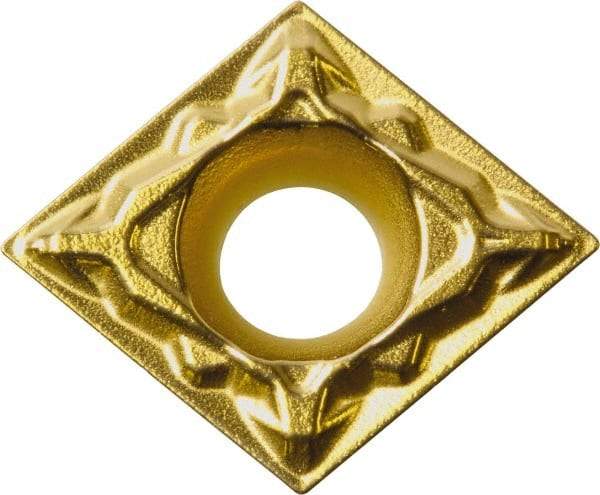 Kyocera - CPMT321 PP Grade CA525 Carbide Turning Insert - TiCN/Al2O3/TiN Finish, 80° Diamond, 3/8" Inscr Circle, 1/8" Thick, 1/64" Corner Radius - USA Tool & Supply