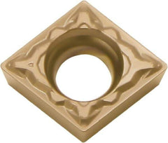 Kyocera - CCMT21.51 PP Grade PV720 Cermet Turning Insert - TiCN (Megacoat Nano) Finish, 80° Diamond, 1/4" Inscr Circle, 3/32" Thick, 1/64" Corner Radius - USA Tool & Supply