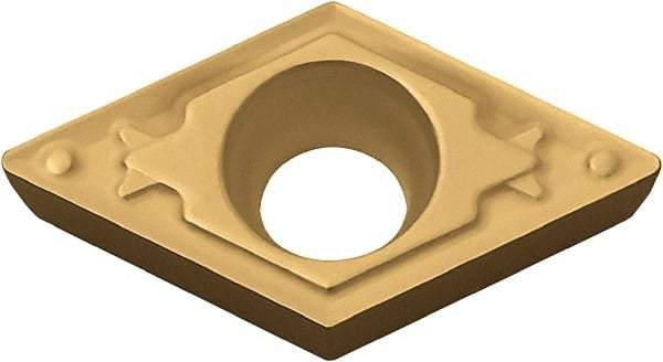 Kyocera - DCMT21.52 HQ Grade CA510 Carbide Turning Insert - TiCN/Al2O3/TiN Finish, 55° Diamond, 1/4" Inscr Circle, 3/32" Thick, 1/32" Corner Radius - USA Tool & Supply