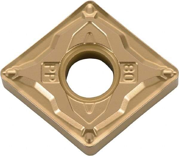 Kyocera - CNMG430.5 PP Grade CA515 Carbide Turning Insert - TiCN/Al2O3/TiN Finish, 80° Diamond, 1/2" Inscr Circle, 3/16" Thick, 0.008" Corner Radius - USA Tool & Supply