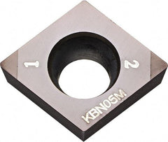 Kyocera - CCMW32.51 Grade KBN05M CBN Turning Insert - Megacoat Finish, 80° Diamond, 3/8" Inscr Circle, 5/32" Thick, 1/64" Corner Radius - USA Tool & Supply