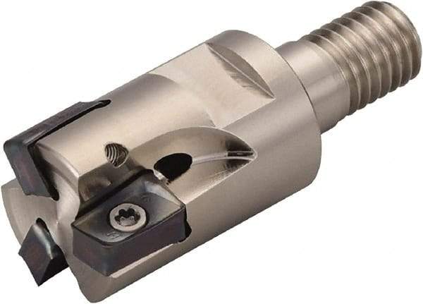 Kyocera - 16mm Cut Diam, 10mm Max Depth of Cut, 43mm OAL, Indexable Square Shoulder End Mill - LOMU 1004..ER-GH, LOMU 1004..ER-GM, LOMU 1004..ER-SM Inserts, M8 Modular Connection, 90° Lead Angle, Through Coolant, Series M-Four - USA Tool & Supply