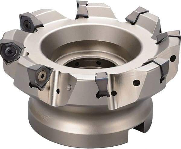 Kyocera - 10 Inserts, 160mm Cut Diam, 40mm Arbor Diam, 8mm Max Depth of Cut, Indexable Square-Shoulder Face Mill - 0° Lead Angle, 63mm High, WNMU 0806 Insert Compatibility, Series M-Six - USA Tool & Supply