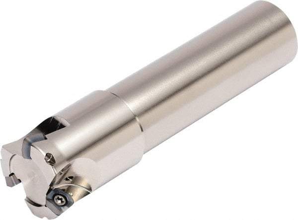 Kyocera - 38.1mm Cut Diam, 1.4986mm Max Depth, 1-1/2" Shank Diam, Weldon Shank Indexable High-Feed End Mill - Screw Holding Method, SOMT 100420ER-.. Insert, MFH Toolholder, Through Coolant - USA Tool & Supply