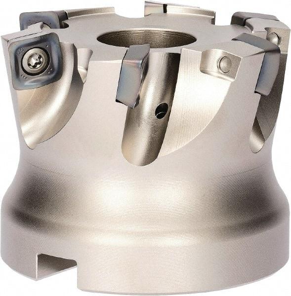 Kyocera - 5 Inserts, 63mm Cutter Diam, 2mm Max Depth of Cut, Indexable High-Feed Face Mill - 0.5118" Arbor Hole Diam, 12.4mm Keyway Width, 50mm High, MFH Toolholder, SOMT 14 Inserts - USA Tool & Supply