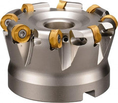 Kyocera - 125mm Cut Diam, 8mm Max Depth, 15.9mm Arbor Hole, 10 Inserts, ROMU 16... Insert Style, Indexable Copy Face Mill - MRW Cutter Style, 8,560 Max RPM, 63mm High, Through Coolant, Series RAD-8 - USA Tool & Supply