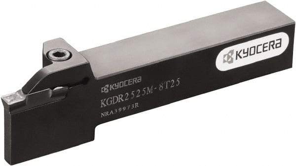 Kyocera - KGD, External, Right Hand, 25mm Max Depth of Cut, 5 to 6mm Groove Width, Indexable Grooving Tool Holder - Multiple Insert Compatibility, 25mm Shank Height, 25mm Shank Width, 150mm OAL - USA Tool & Supply