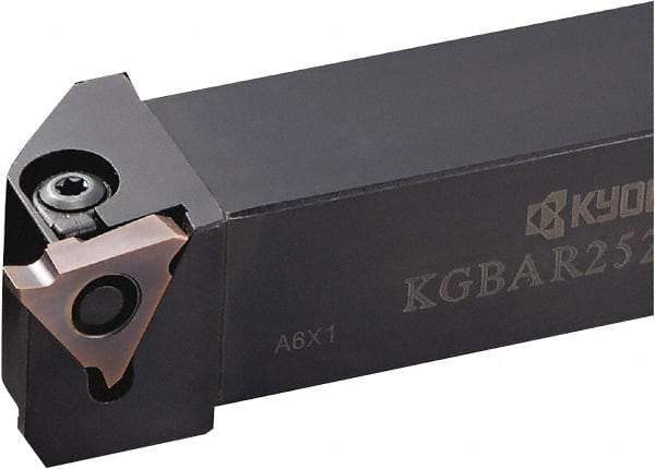 Kyocera - KGBA, External, Left Hand, 5.5mm Max Depth of Cut, 0.013 to 0.189" Groove Width, Indexable Grooving Tool Holder - GBA43R/L.. Insert Compatibility, 25mm Shank Height, 25mm Shank Width, 150mm OAL - USA Tool & Supply