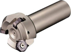 Kyocera - 45° Lead Angle, 2.31" Max Cut Diam, 2" Min Cut Diam, 0.23" Max Depth of Cut, Indexable Chamfer and Angle End Mill - 3 Inserts, PNEU 1205, PNMU 1205 Insert Style, 3.6" Overall Length, Straight Shank - USA Tool & Supply