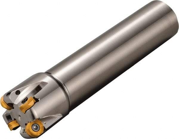 Kyocera - 63mm Cutting Diam, 40mm Shank Diam, 8mm Max Depth of Cut, Weldon Flat Indexable Copy End Mill - 5 Inserts, ROMU 16... Insert, MRW Toolholder - USA Tool & Supply