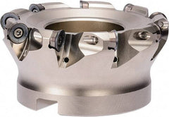 Kyocera - 80mm Cut Diam, 6mm Max Depth, 12.4mm Arbor Hole, 6 Inserts, RPGT 12, RPMT 12 Insert Style, Indexable Copy Face Mill - MRX Cutter Style, 13,500 Max RPM, 50mm High, Through Coolant, Series RAD-6 - USA Tool & Supply