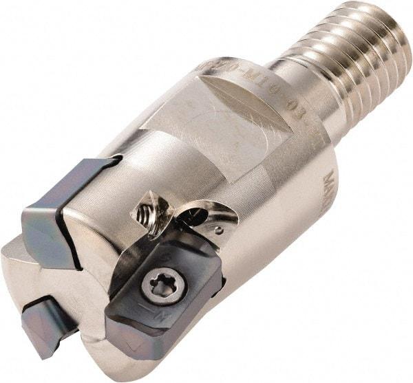 Kyocera - 18mm Cut Diam, 1mm Max Depth, M8 Modular Connection Indexable High-Feed End Mill - Screw Holding Method, LOGU 030310ER-GM Insert, MFH Toolholder, Through Coolant - USA Tool & Supply