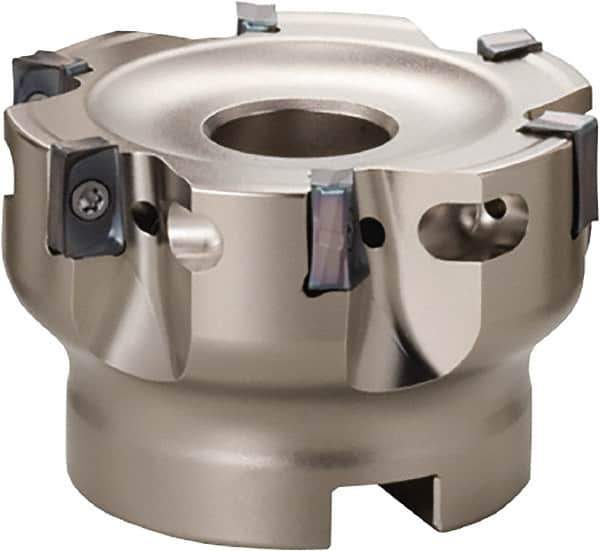 Kyocera - 5 Inserts, 40mm Cut Diam, 9mm Arbor Diam, 10mm Max Depth of Cut, Indexable Square-Shoulder Face Mill - 0° Lead Angle, 40mm High, LOMU 1004..ER-GH, LOMU 1004..ER-GM & LOMU 1004..ER-SM Insert Compatibility, Through Coolant, Series M-Four - USA Tool & Supply