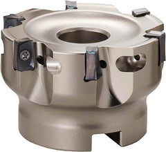 Kyocera - 5 Inserts, 40mm Cut Diam, 9mm Arbor Diam, 10mm Max Depth of Cut, Indexable Square-Shoulder Face Mill - 0° Lead Angle, 40mm High, LOMU 1004..ER-GH, LOMU 1004..ER-GM & LOMU 1004..ER-SM Insert Compatibility, Through Coolant, Series M-Four - USA Tool & Supply