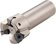 Kyocera - 3" Cut Diam, 0.315" Max Depth of Cut, 1-1/4" Shank Diam, 3.6" OAL, Indexable Square Shoulder End Mill - WNEU 080608EN-GL, WNMU 080608EN-GH, WNMU 080608EN-GM, WNMU 080608EN-SM Inserts, Weldon Shank, 90° Lead Angle, Through Coolant - USA Tool & Supply