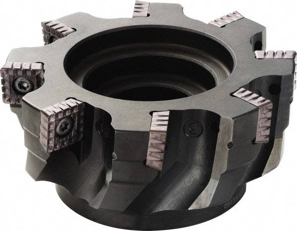 Kyocera - 6 Inserts, 100mm Cut Diam, 16.5mm Max Depth of Cut, Indexable Square-Shoulder Face Mill - 90° Lead Angle, 70mm High, SPMT1806 Insert Compatibility - USA Tool & Supply