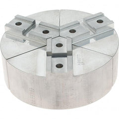 Abbott Workholding Products - 6" Max Chuck Capacity, Serrated Interface, Round Soft Lathe Chuck Jaw - 3 Jaw, Aluminum, 42.88mm Btw Mount Hole Ctrs, 6" Wide, 2" High, 18.75mm Groove, 5/16" Fastener - USA Tool & Supply