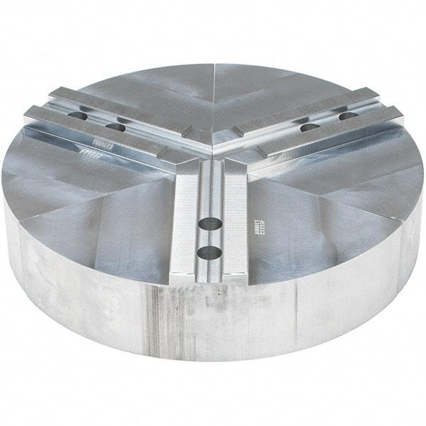Abbott Workholding Products - 15" Max Chuck Capacity, 1.5mm x 60° Serrated Interface, Round Soft Lathe Chuck Jaw - 3 Jaw, Aluminum, 1.6929" Btw Mount Hole Ctrs, 15" Wide, 3" High, 20mm Fastener - USA Tool & Supply