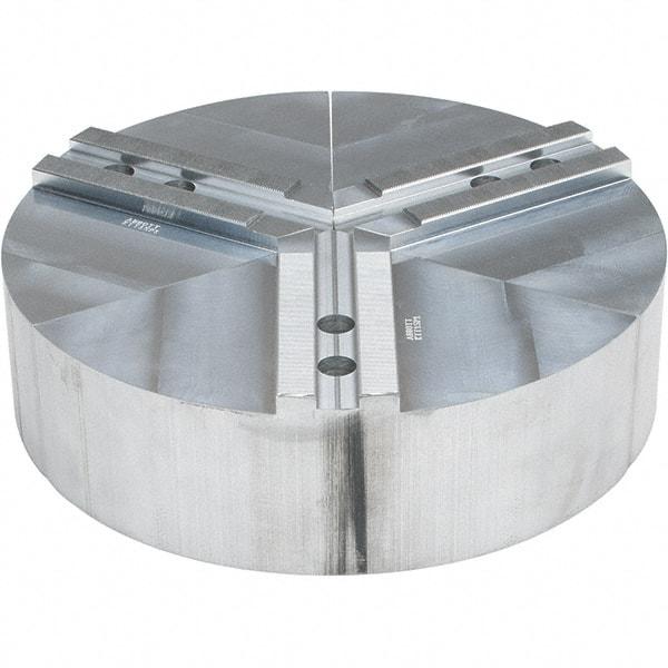 Abbott Workholding Products - 15" Max Chuck Capacity, 1.5mm x 60° Serrated Interface, Round Soft Lathe Chuck Jaw - 3 Jaw, Aluminum, 1.6929" Btw Mount Hole Ctrs, 15" Wide, 4" High, 20mm Fastener - USA Tool & Supply