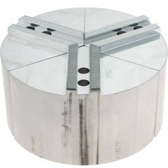 Abbott Workholding Products - 8" Max Chuck Capacity, 1.5mm x 60° Serrated Interface, Round Soft Lathe Chuck Jaw - 3 Jaw, Aluminum, 0.9843" Btw Mount Hole Ctrs, 8" Wide, 4" High, 12mm Fastener - USA Tool & Supply