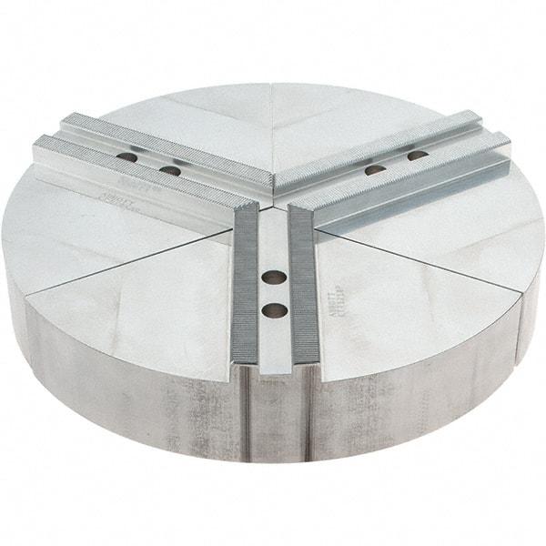 Abbott Workholding Products - 10" Max Chuck Capacity, 1.5mm x 60° Serrated Interface, Round Soft Lathe Chuck Jaw - 3 Jaw, Aluminum, 1.1811" Btw Mount Hole Ctrs, 12" Wide, 2" High, 12mm Fastener - USA Tool & Supply