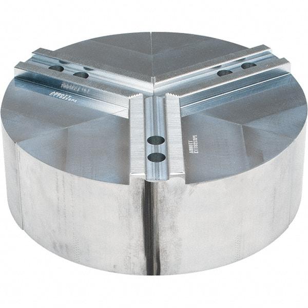 Abbott Workholding Products - 12" Max Chuck Capacity, 1.5mm x 60° Serrated Interface, Round Soft Lathe Chuck Jaw - 3 Jaw, Aluminum, 1.1811" Btw Mount Hole Ctrs, 12" Wide, 4" High, 16mm Fastener - USA Tool & Supply