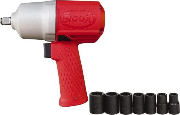 Sioux Tools - 1/2" Drive, 11,000 RPM, 780 Ft/Lb Torque Impact Wrench - Pistol Grip Handle, 1,250 IPM, 4 CFM, 90 psi, 6.35mm Inlet - USA Tool & Supply