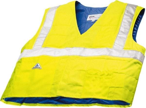 Techniche - Size L/XL, High Visibility Lime Cooling Vest - Hook & Loop Front, Polyester, HyperKewl - USA Tool & Supply