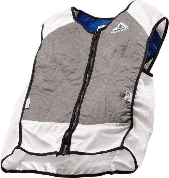 Techniche - Size S, Silver Cooling Vest - Zipper Front, Nylon, HyperKewl, Poly-Cotton - USA Tool & Supply