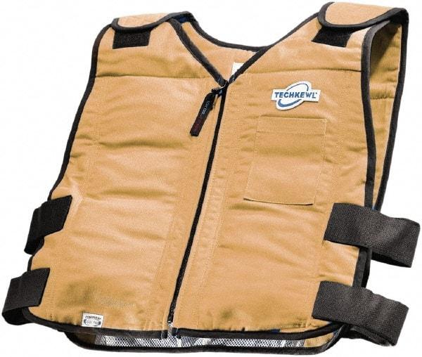 Techniche - Size L/XL, Khaki Cooling Vest - Zipper Front, Cotton - USA Tool & Supply