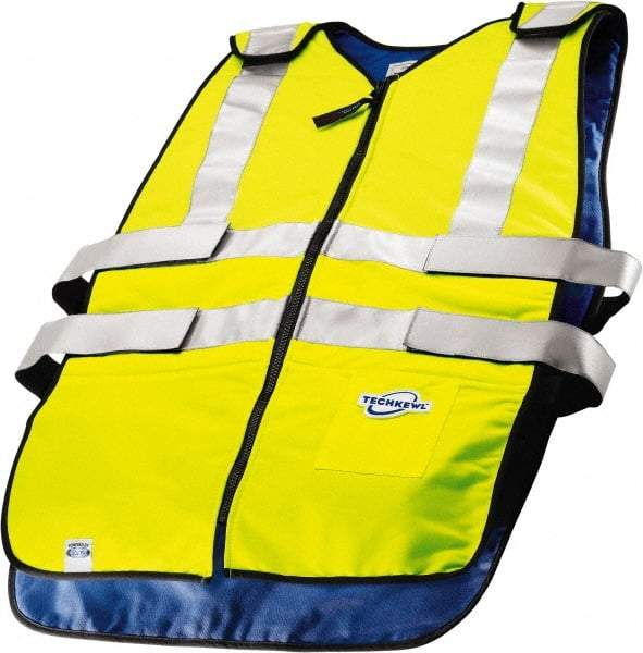 Techniche - Size L/XL, High Visibility Lime Cooling Vest - Zipper Front, Polyester - USA Tool & Supply